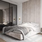 Modern High Headboard Upholstered patterned Bed, modern home furniture