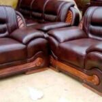 Semi leather living room sofa