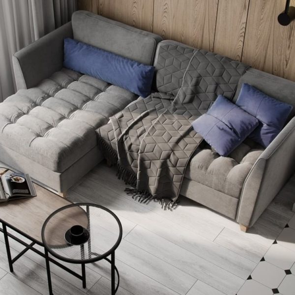 105/05 Modern tufted living room L shaped sofa