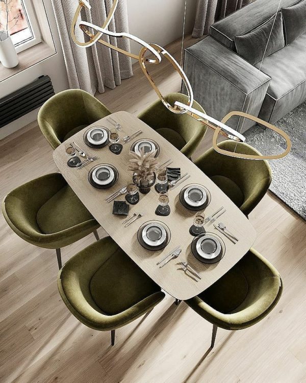 modern dining room set with stainless leg steel