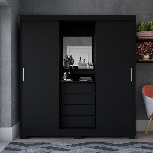 Italian 2 sliding doors wardrobe with a mirror