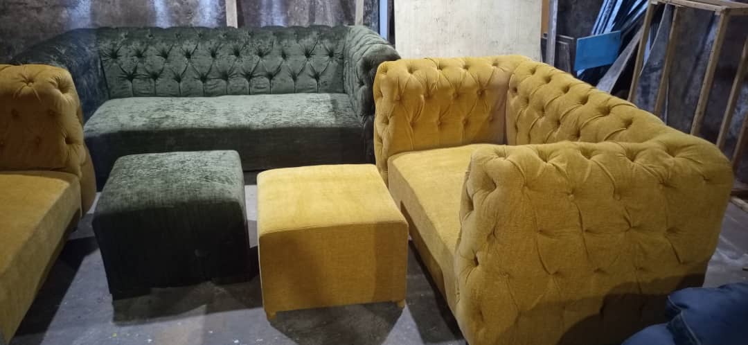 tufted velvet living room sofa set