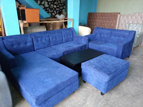 L-shaped fabric sofa set
