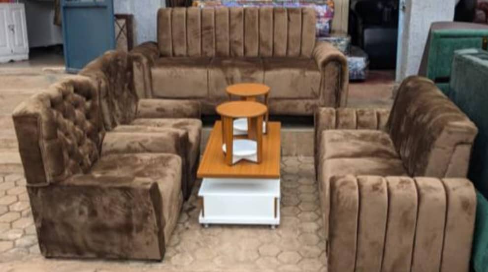 semi-leather seven-seater sofa set