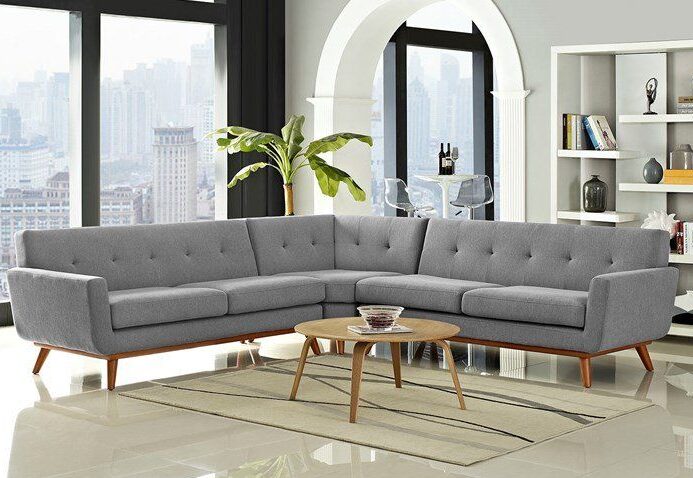 L-shaped fabric sectional sofa
