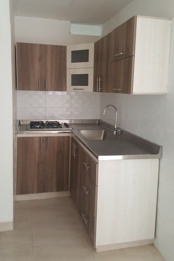 small L-shaped modular kitchen