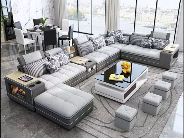 2026 Modern smart luxury living room U shaped sofa set