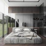 112/03 High head board Luxury Tufted dark grey faux bed set