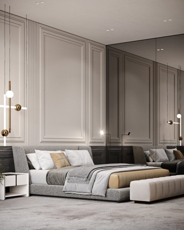 112/01 modern neo-classical master bedroom interior design.