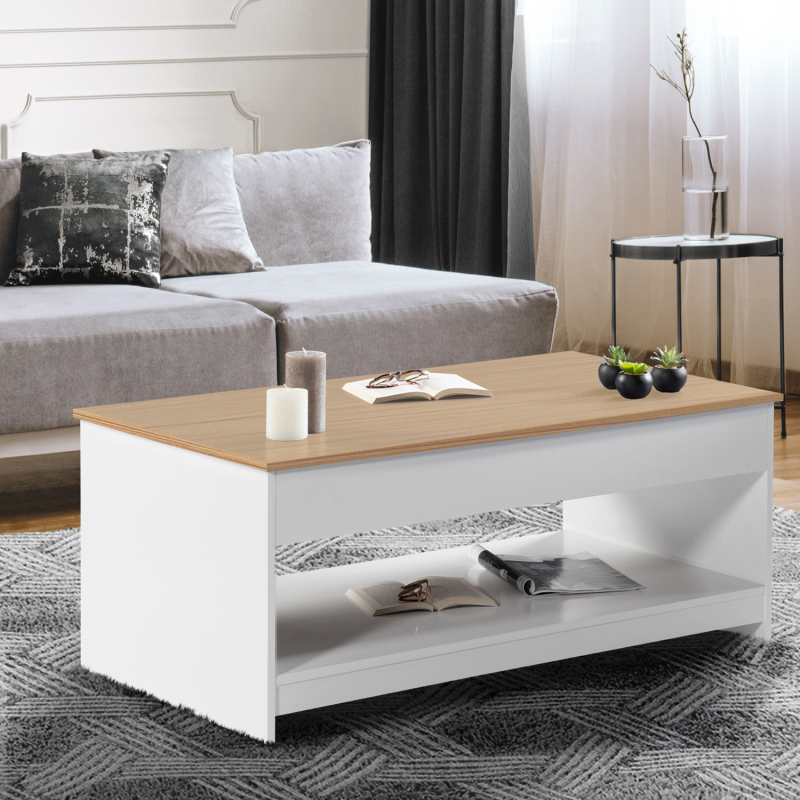 102/01 modern white and wood coffee table