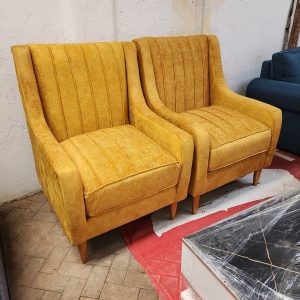 105/07 channel-back fabric armchairs