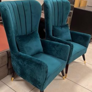 101/02 velvet wingback accent armchairs