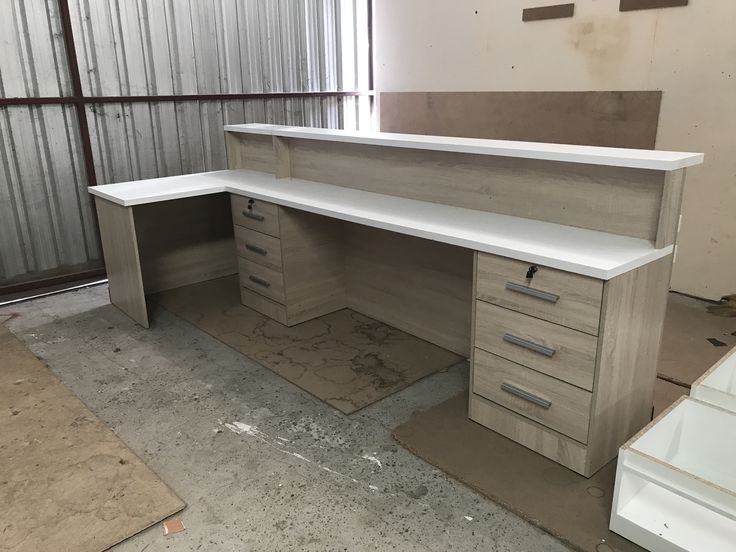 L-shaped reception desk