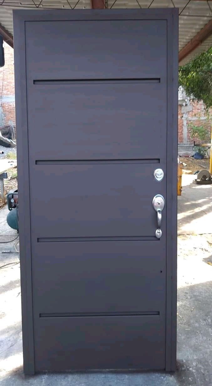 modern grey steel security door