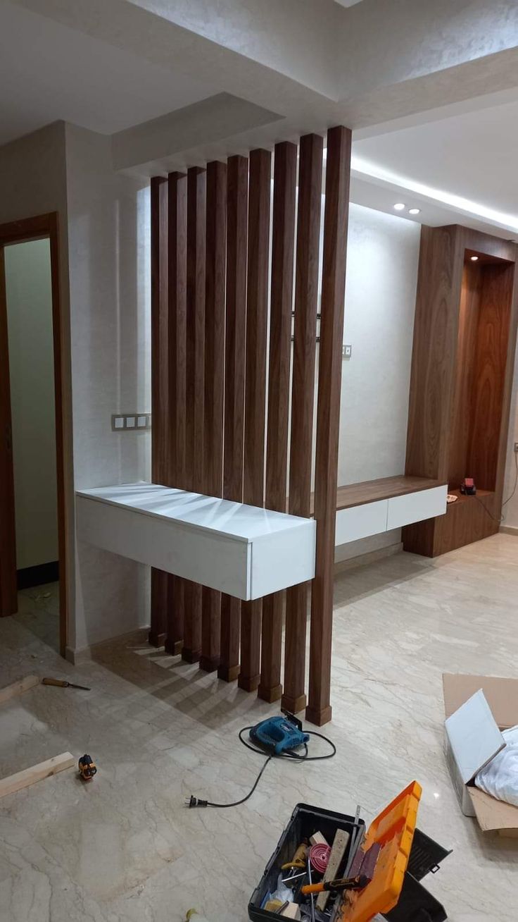 custom-made wooden partition wall design