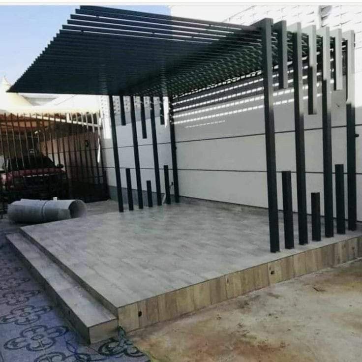 contemporary metal pergola