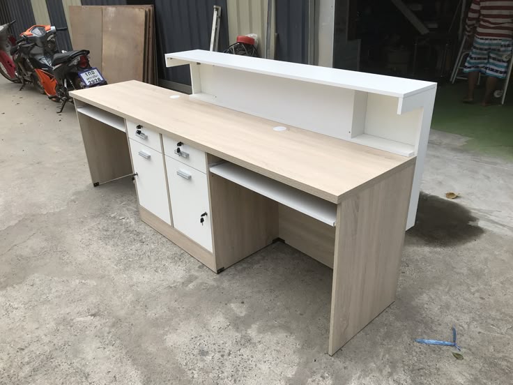 modern wooden reception desk
