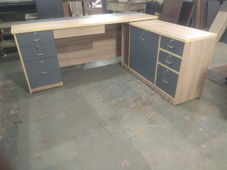 L-shaped executive office desk