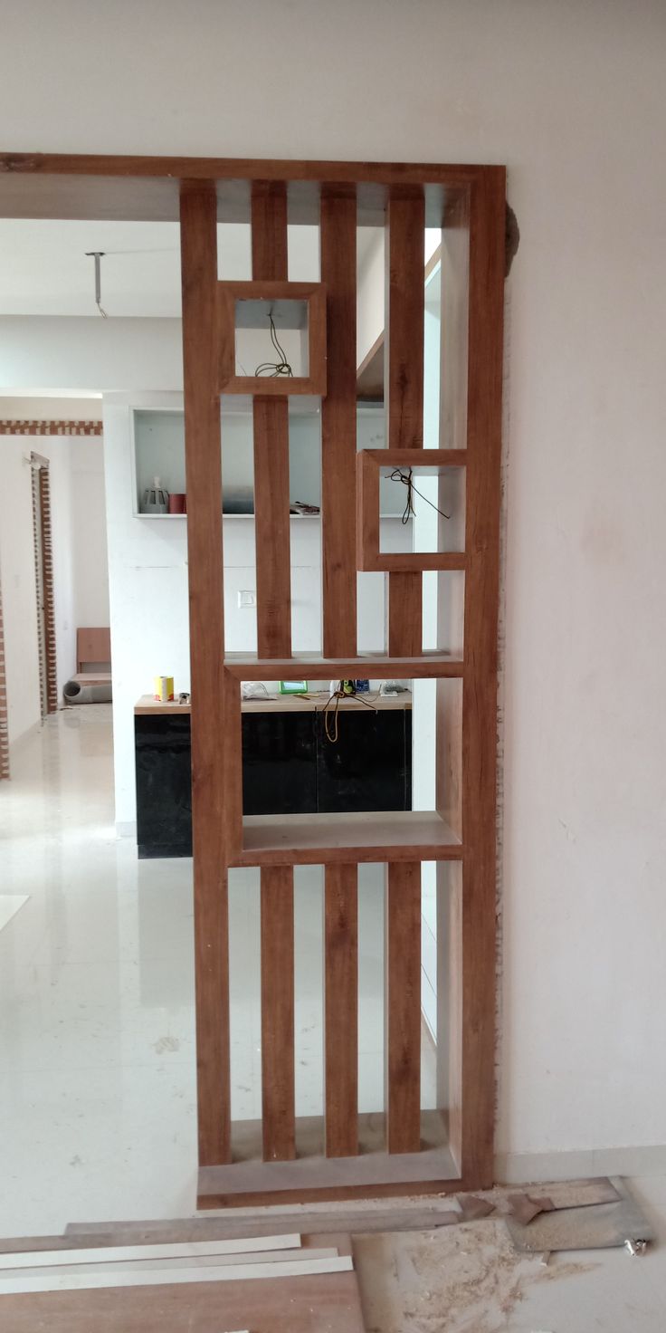 modern wooden hall partition