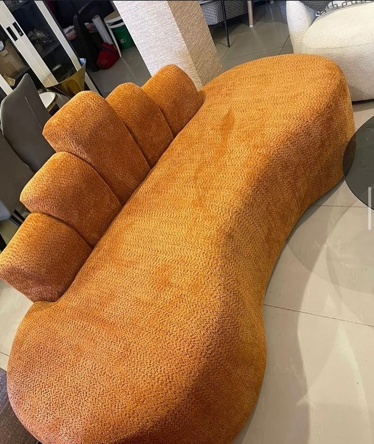 a curved sofa