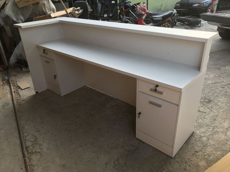 wooden reception desk