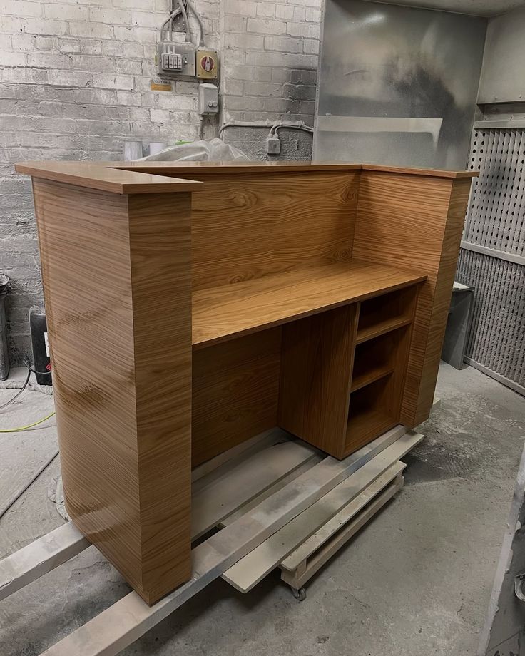 solid wood reception desk
