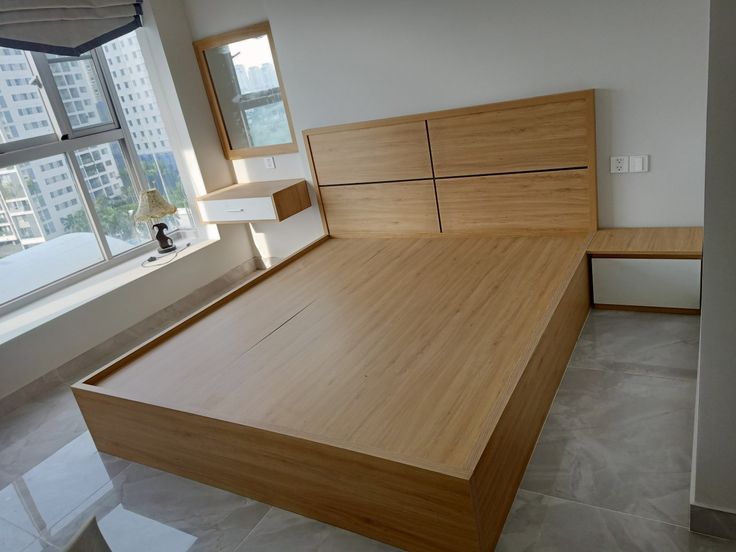 109/07 modern wooden floating bed frame