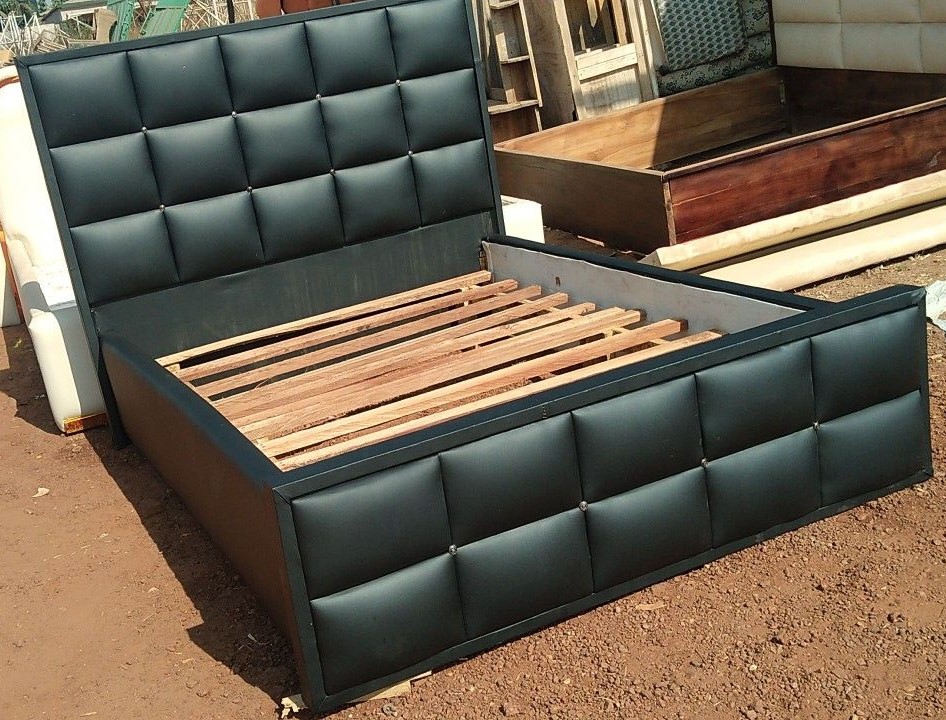 modern black upholstered bed