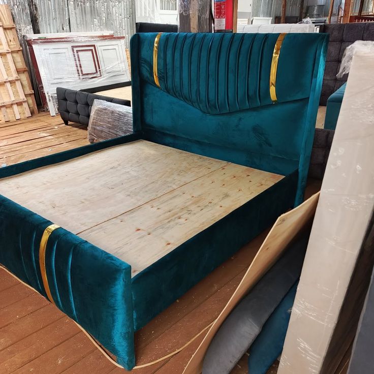standard sized green queen sized bed frame