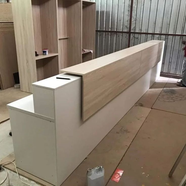 modern, L-shaped reception desk