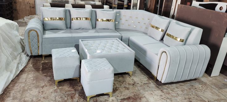 111/01 velvet sectional sofa set