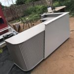 modern white reception desk