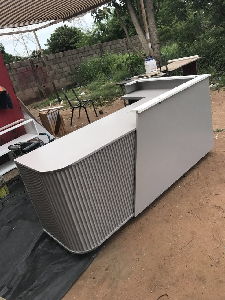 modern white reception desk